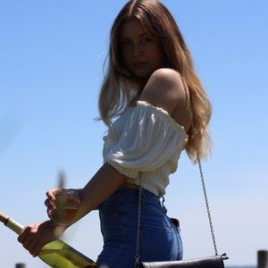 UO white low shoulder gypsie top